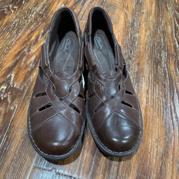 Clark’s Size 12 Women’s Shoes Bendables Sandal Loafer Clog 12M Leather Brown - Picture 3 of 8
